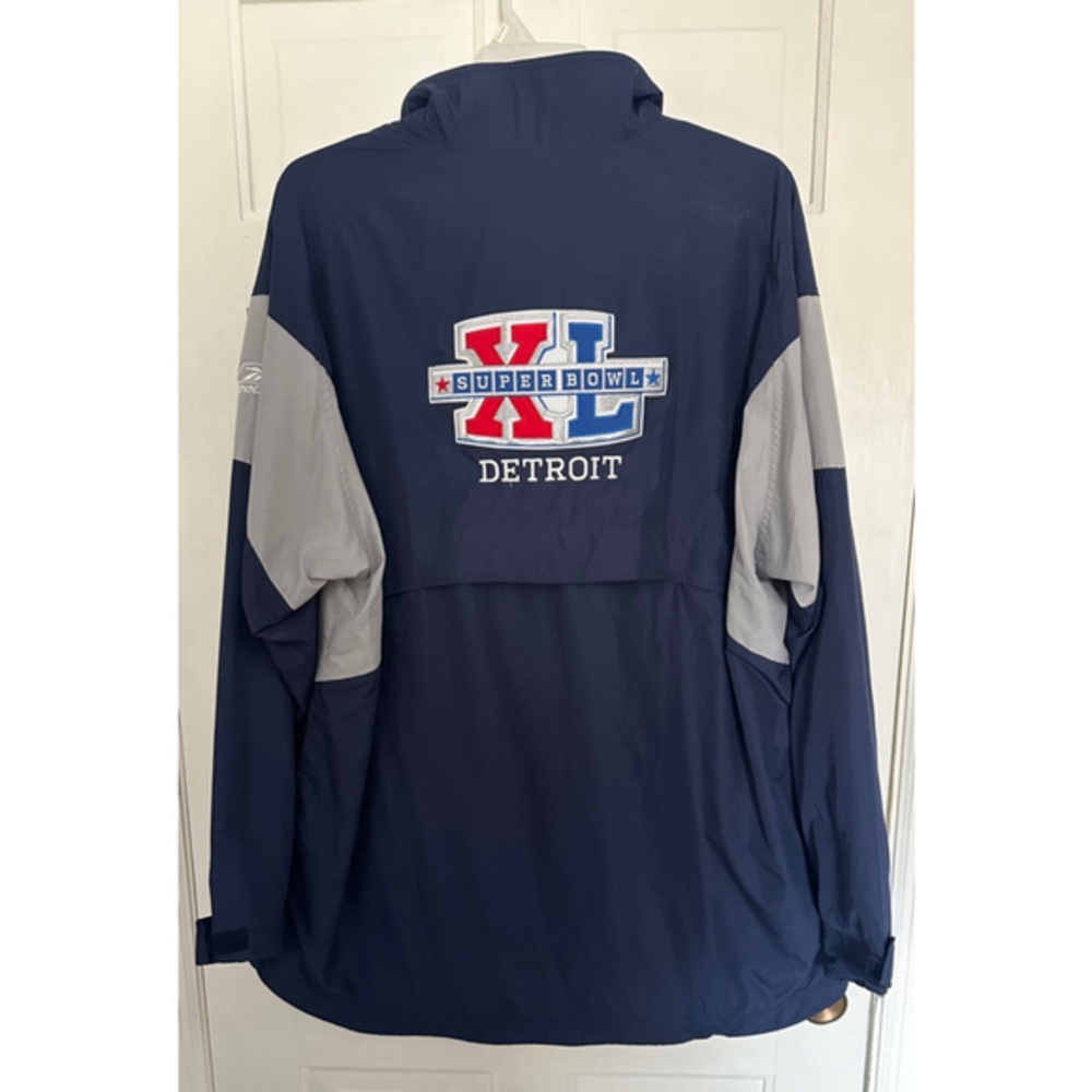 VTG Reebok Windbreaker Jacket "Detroit Super Bowl‎ XL" Men's Size XL Navy Grey